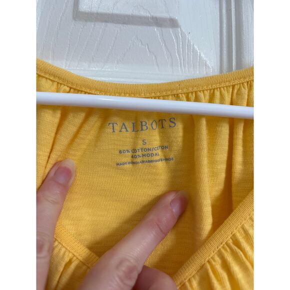 Talbots Butter Yellow Floral Embroidered Cotton Modal Top Size Small - Picture 7 of 8